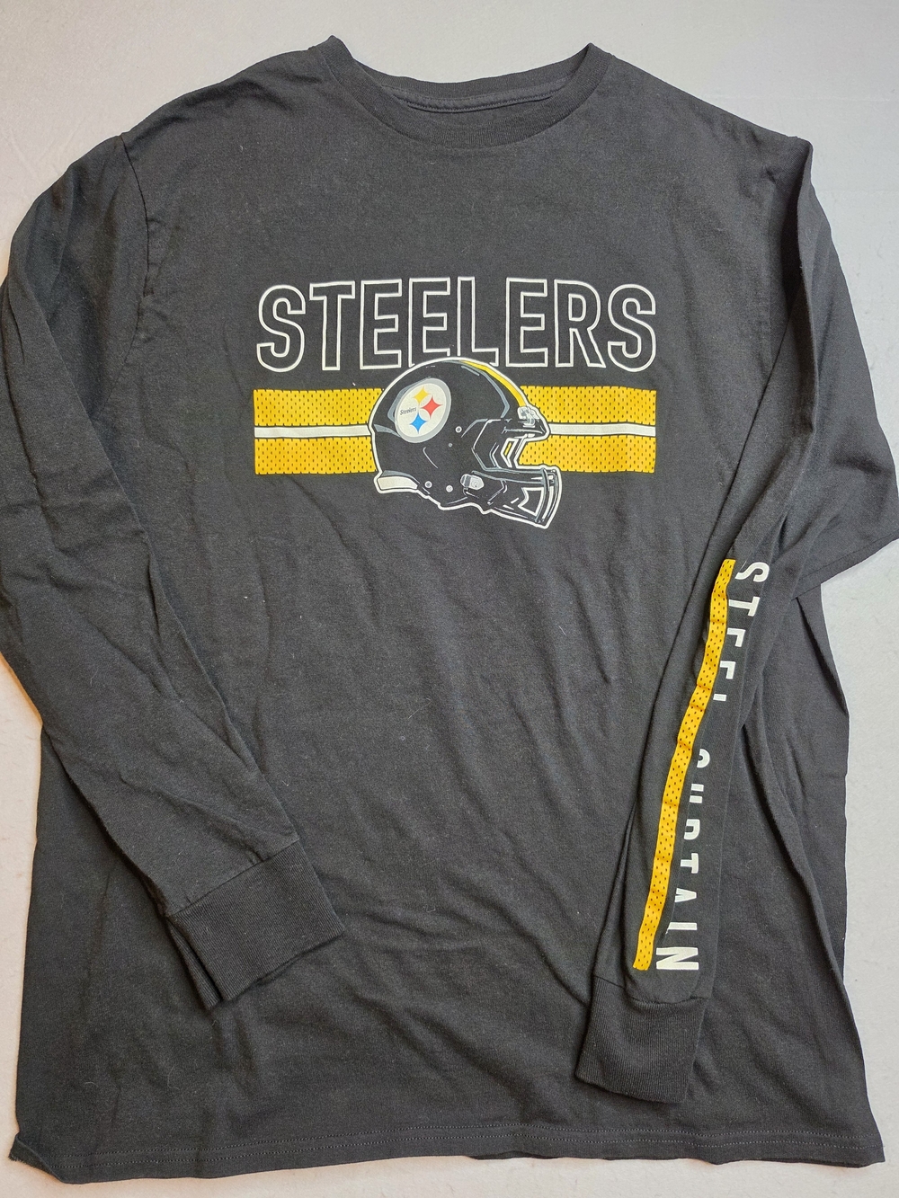 NFL Team Apparel Pittsburgh Steelers Black Long Sleeve Tee Size Large
